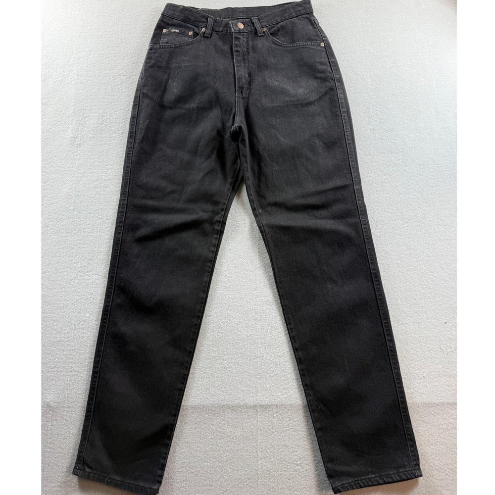 Lee Original Jeans Women 12 M Black High Rise Straight Leg Denim 30x31